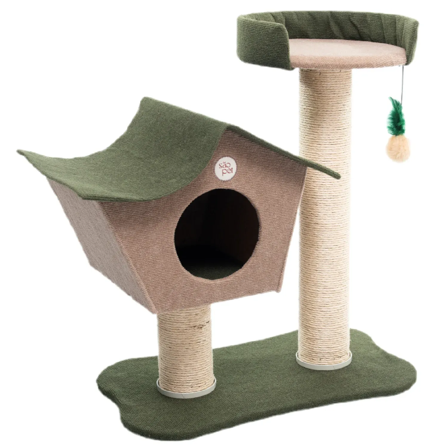 Arranhador com Toca Refugio Sao Pet Verde